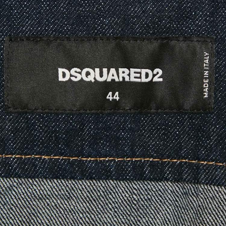 Pre Owned Dsquared2 Navy Blue Sequin Embroidered Denim Jacket M