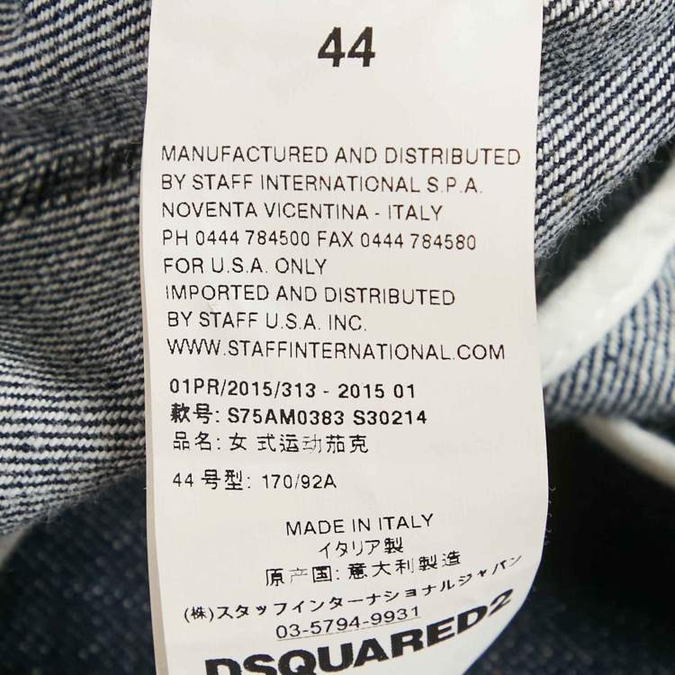 Pre Owned Dsquared2 Navy Blue Sequin Embroidered Denim Jacket M