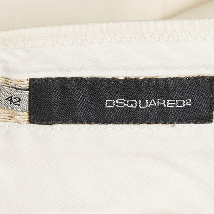 Pre Owned Dsquared2 Cream Cotton Blend Capri Trousers M
