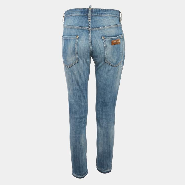 Pre Owned  Dsquared2 Blue Denim Distressed Slim Fit Jeans L/Waist 31