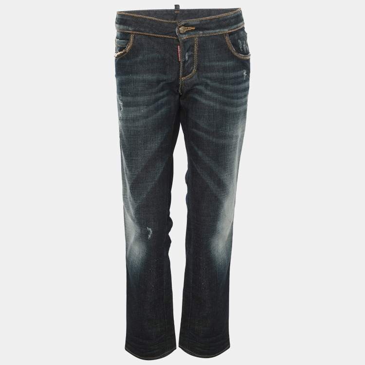 Pre Owned Dsquared2 Blue Washed Denim Chain Link Jeans M