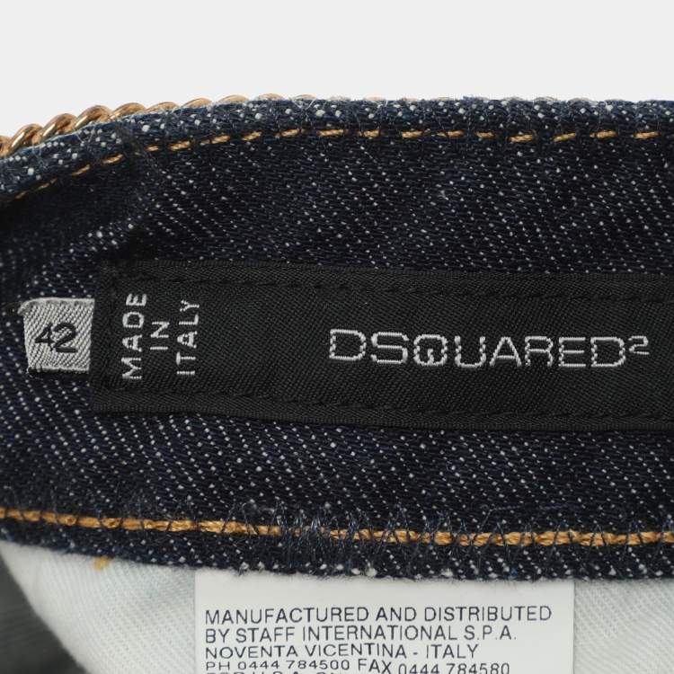 Pre Owned Dsquared2 Blue Washed Denim Chain Link Jeans M