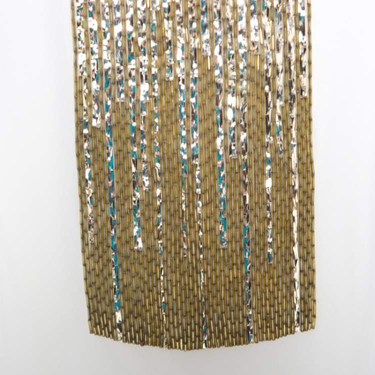 Pre Owned Dsquared2 Beige Embellished Panel Sleeveless Silk Top S