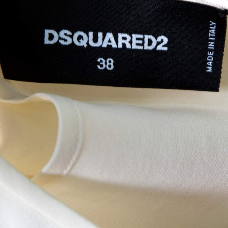 Pre Owned Dsquared2 Beige Embellished Panel Sleeveless Silk Top S