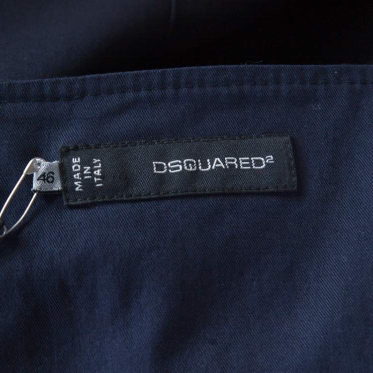 Pre Owned Dsquared2 Navy Blue Cotton Sleeveless Dress L