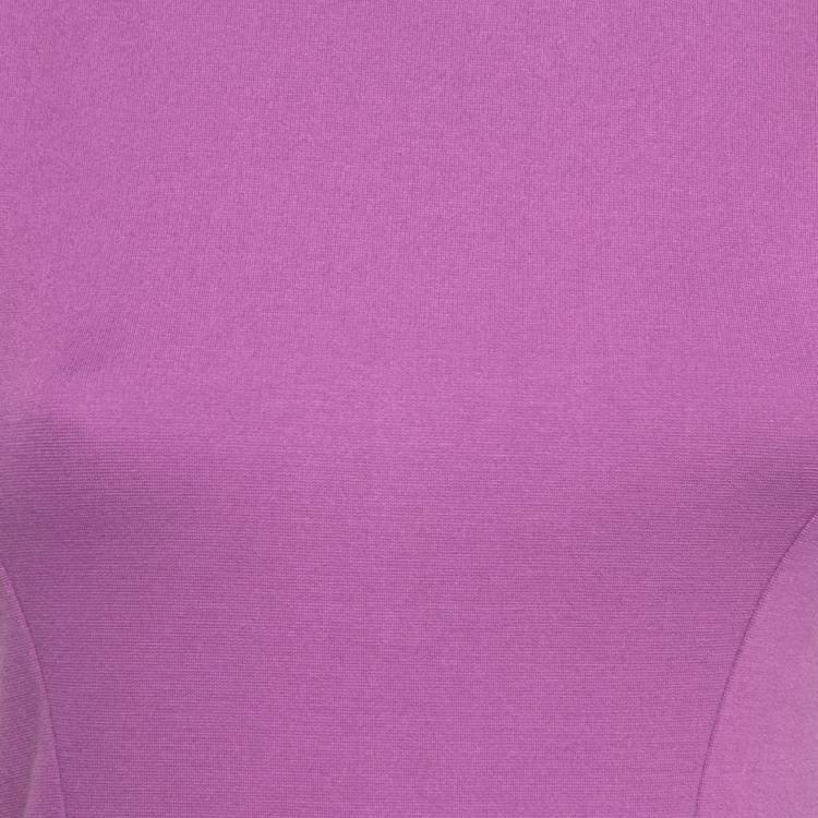 Pre Owned Dsquared2 Purple Jersey Paneled Cap Sleeve Slit Detail Fitted Dress M