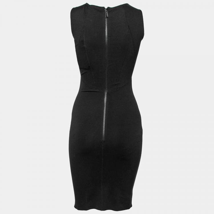 Pre Owned Dsquared2 Black Stretch Cotton Cutout Detail Sleeveless Sheath Dress XS 