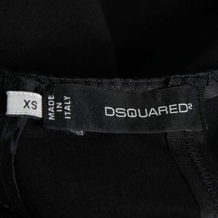 Pre Owned Dsquared2 Black Stretch Cotton Cutout Detail Sleeveless Sheath Dress XS 