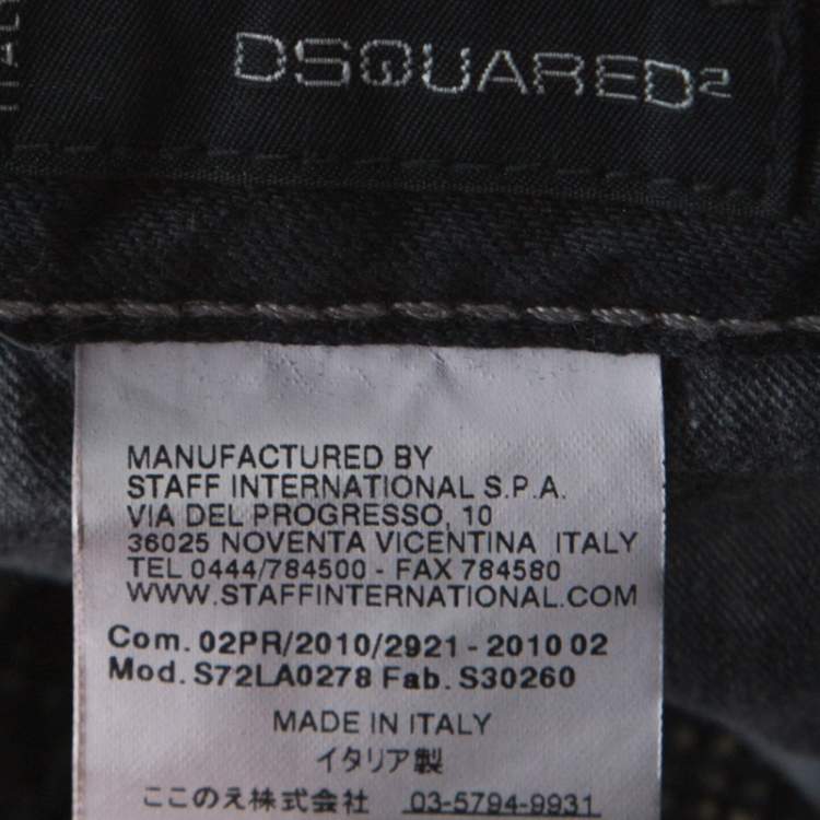 Pre Owned Dsquared2 Grey Crystal Embellished Splatter Effect Denim Super Skinny Jeans M
