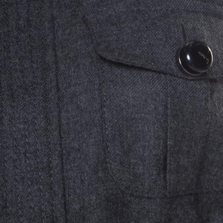 Pre Owned Dsquared2 Grey Wool Clinched Waist Zip Front Jacket M