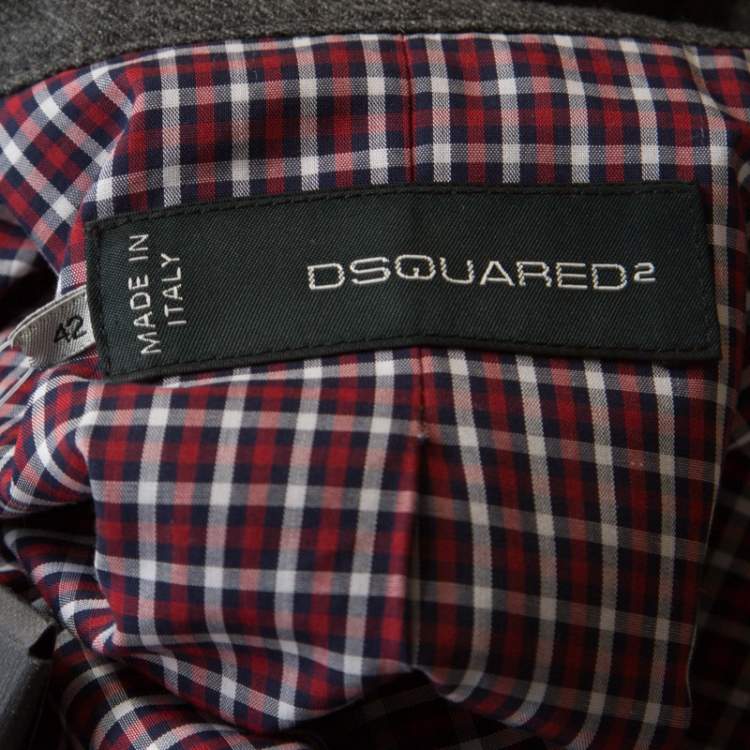 Pre Owned Dsquared2 Grey Wool Clinched Waist Zip Front Jacket M