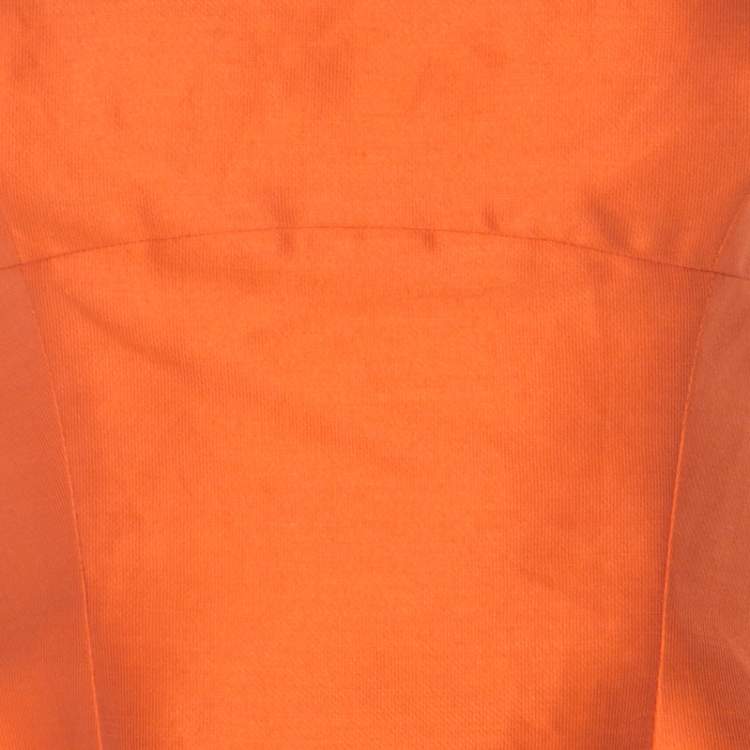 Pre Owned Dsquared2 Orange Ramie Silk Paneled A Line Camisole Dress M