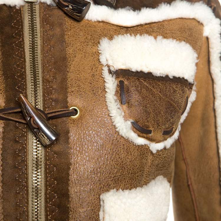 Pre Owned Dsquared2 Brown Suede Shearling Jacket M