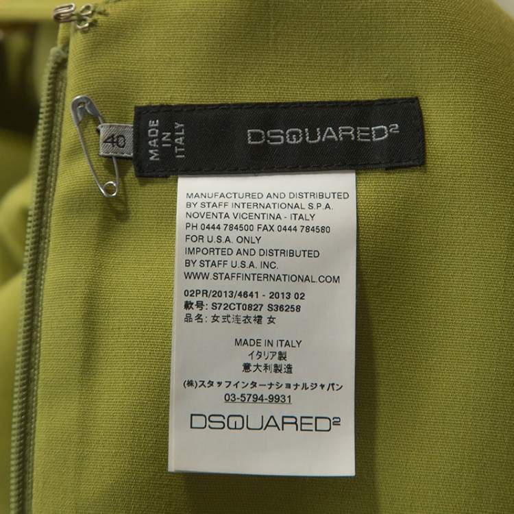 Pre Owned Dsquared2 Light Green Wool Brooch Neckline Detail Midi Dress S