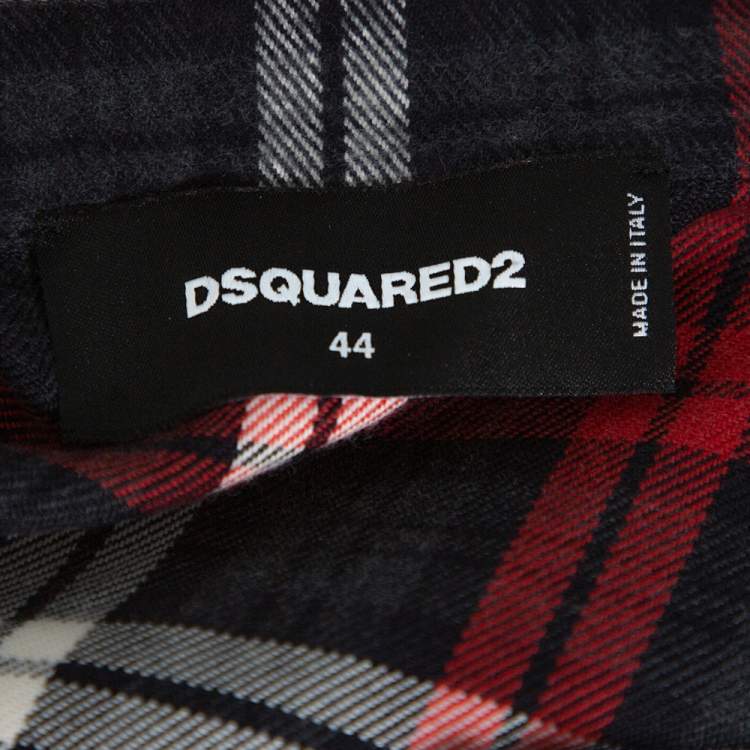 Pre Owned Dsquared2 Red & Grey Cotton Checked Flannel Shirt XS