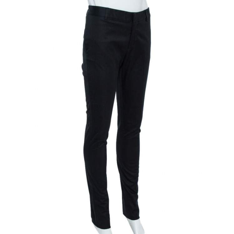 Pre Owned Dsquared2 Black Cotton Tapered Trousers M