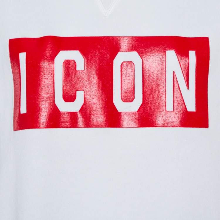 Pre Owned Dsquared2 White Icon Print Sweatshirt XL
