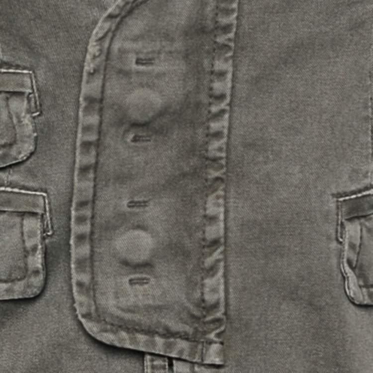 Pre Owned Dsquared2 Vintage Khaki Cotton Distressed Utility Jacket XXS