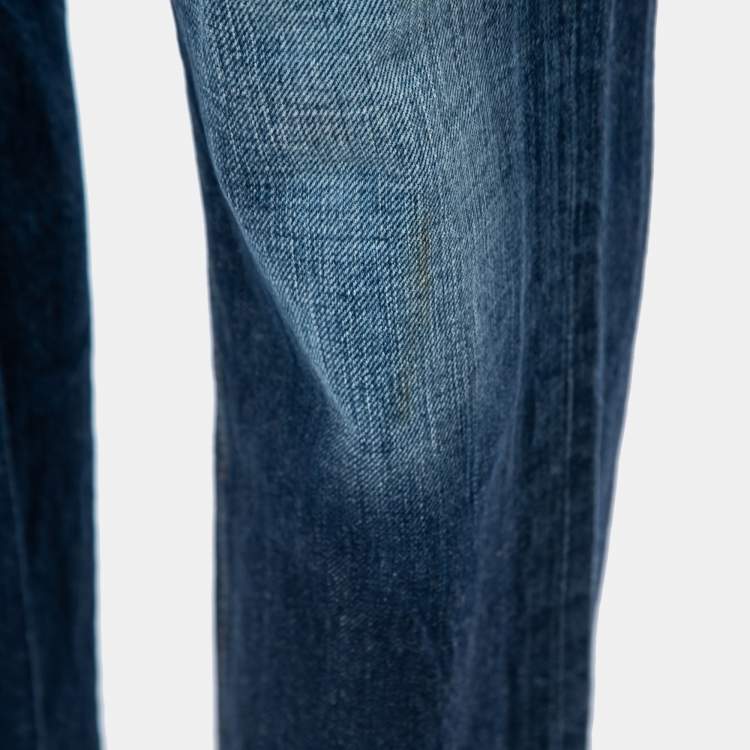 Pre Owned Dsquared2 Navy Blue Denim Paint Splatter Jeans L 