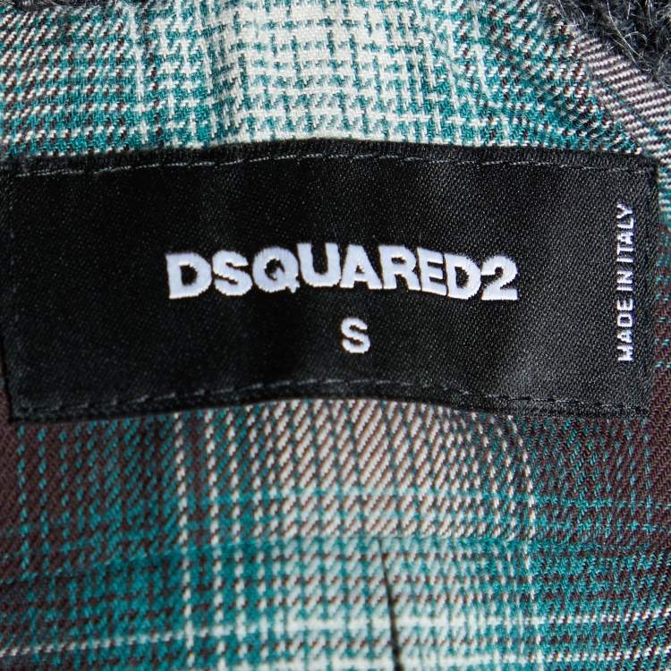 Pre Owned Dsquared2 Green Checkered Cotton & Knit Overlay Sleeveless Shirt S