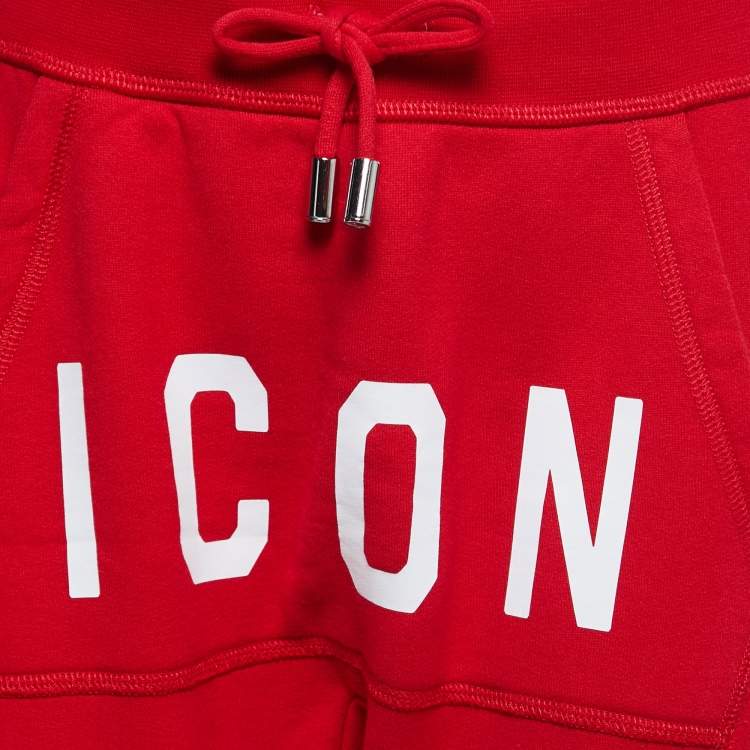 Pre Owned Dsquared2 Red Cotton Icon Print Joggers S