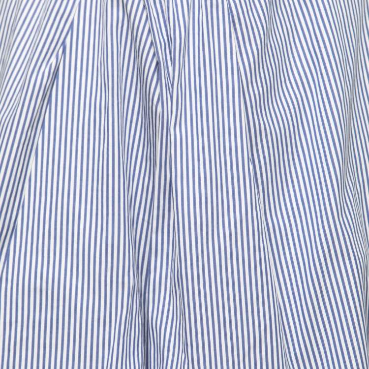 Pre Owned Dsquared2 Blue Striped Cotton Pleated Skirt M