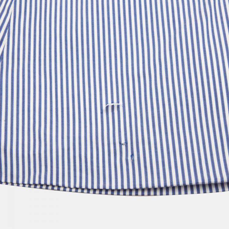 Pre Owned Dsquared2 Blue Striped Cotton Pleated Skirt M