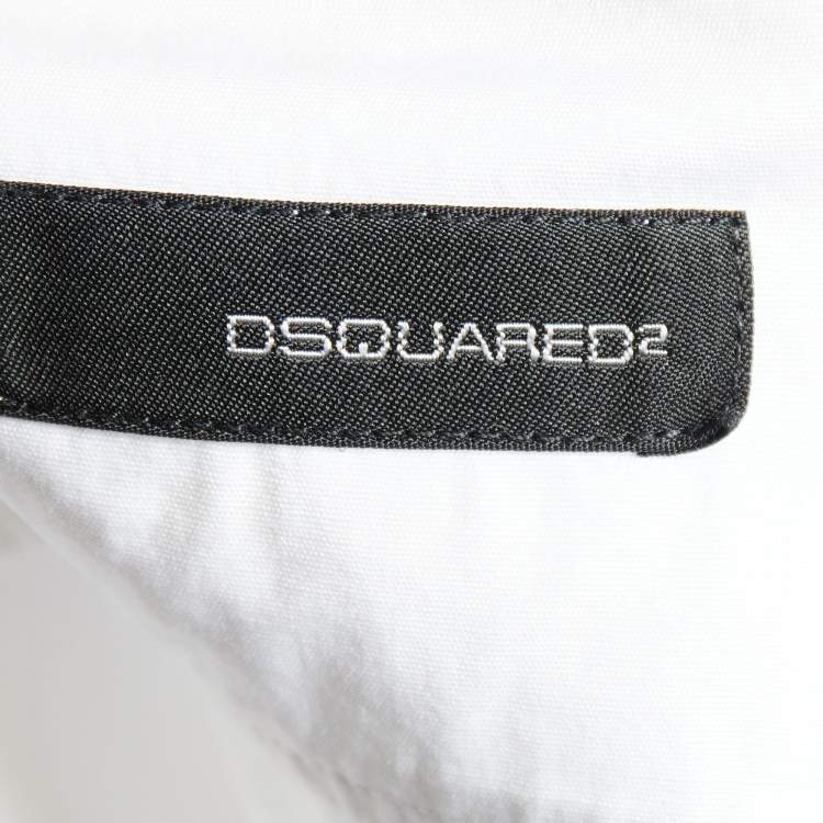 Pre Owned Dsquared2  White Cotton Zip Front Shirt L