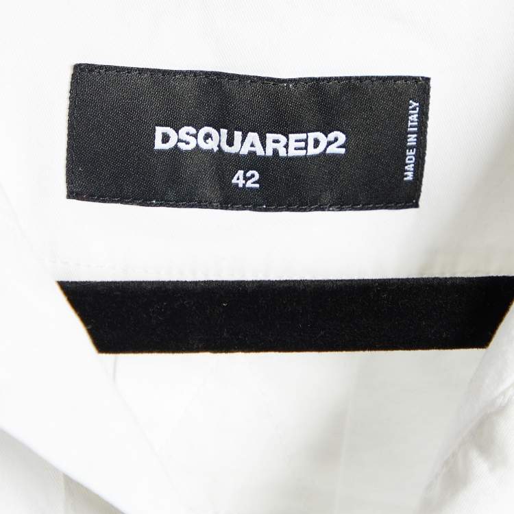 Pre Owned Dsquared2 White Cotton Button Front Shift Dress M