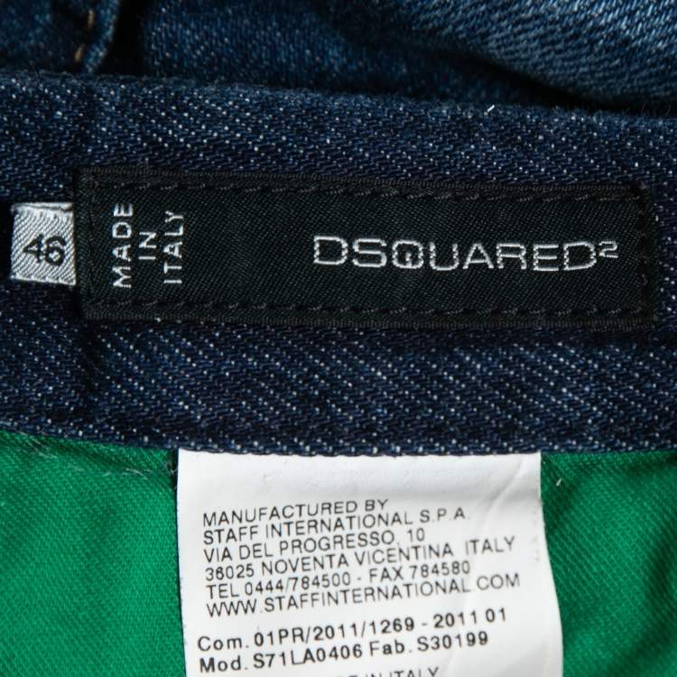Pre Owned Dsquared2 Blue Distressed Denim Flags Jeans L Waist 33"