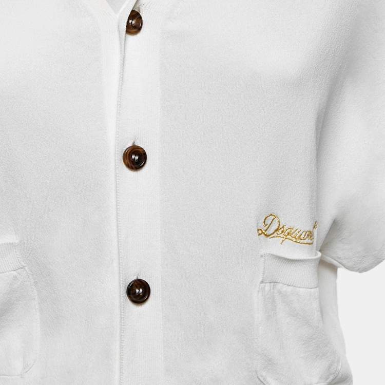 Pre Owned Dsquared2 White Knit Button Front Cardigan M