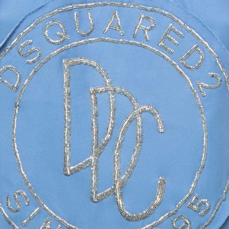 Pre Owned Dsquared2 Blue Logo Embellished Crepe Tank Top S
