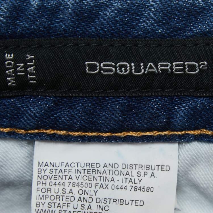 Pre Owned Dsquared2 Blue Distressed Denim Skinny Jeans S Waist 28"