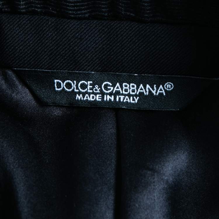 Pre Owned Dolce & Gabbana Black Applique Lapeled Silk Single Breasted Blazer L