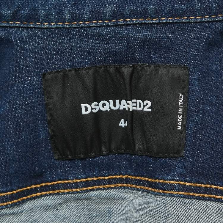 Pre Owned Dsquared2 Blue Washed Distressed Denim Button Front Jacket M