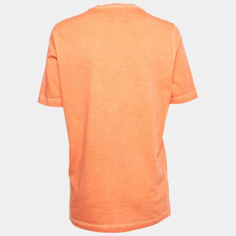 Pre Owned Dsquared2 Orange Hawaii Print Cotton Crew Neck T-Shirt M