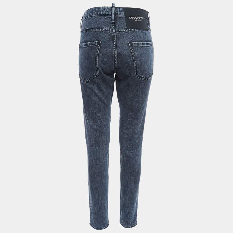 Pre Owned Dsquared2 Blue Washed Denim Buttoned Skinny Dan Jeans S