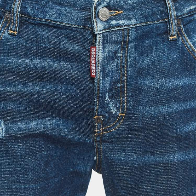 Pre Owned Dsquared2 Blue Distressed Denim Cool Girl Jeans L