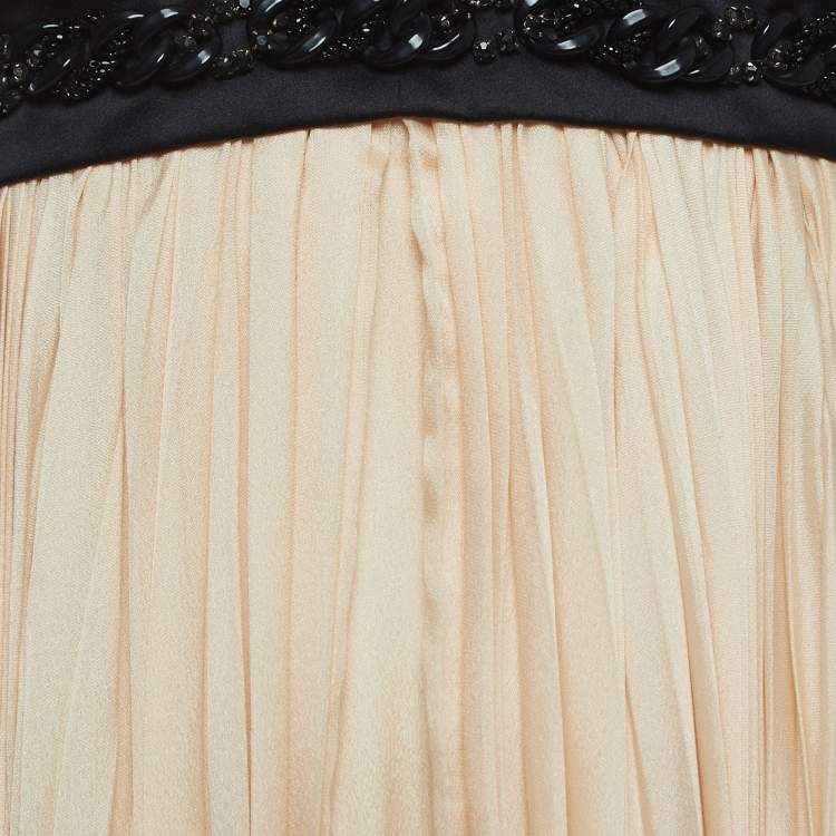 Pre Owned Dsquared2 Cream Silk Embellished Deep V-Neck Mini Dress S