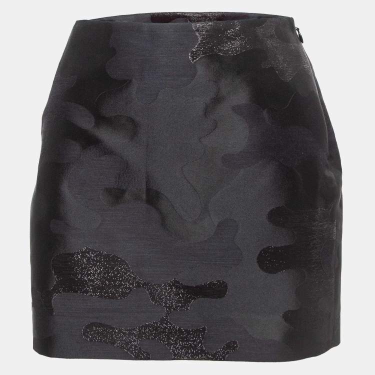Pre Owned Dsquared2 Black Jacquard Silk Blend Mini Skirt M