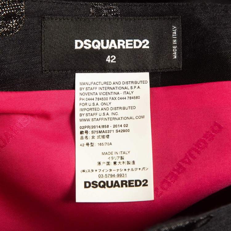Pre Owned Dsquared2 Black Jacquard Silk Blend Mini Skirt M