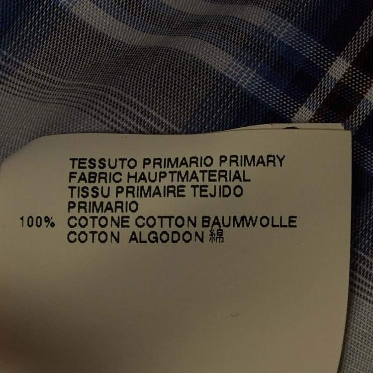 Pre Owned Dsquared2 Blue Checked Cotton Buttoned Short Puff Sleeve Shirt M