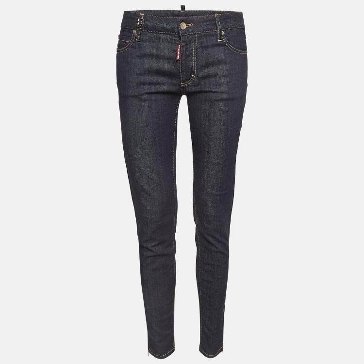 Pre Owned Dsquared2 Navy Blue Denim D Embellished Jeans M Waist 42"