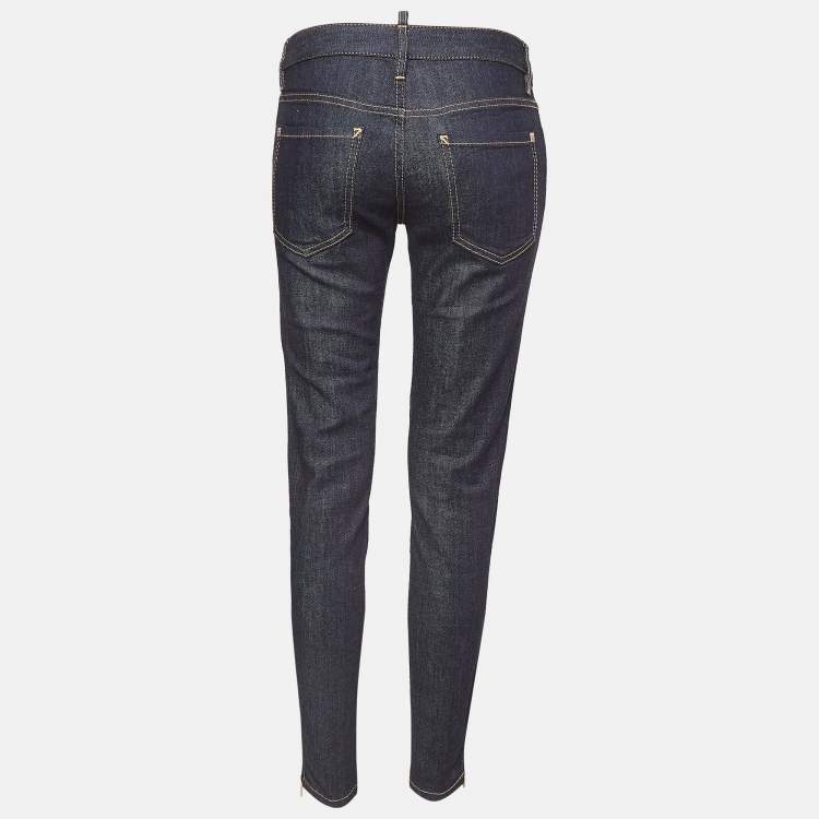 Pre Owned Dsquared2 Navy Blue Denim D Embellished Jeans M Waist 42"