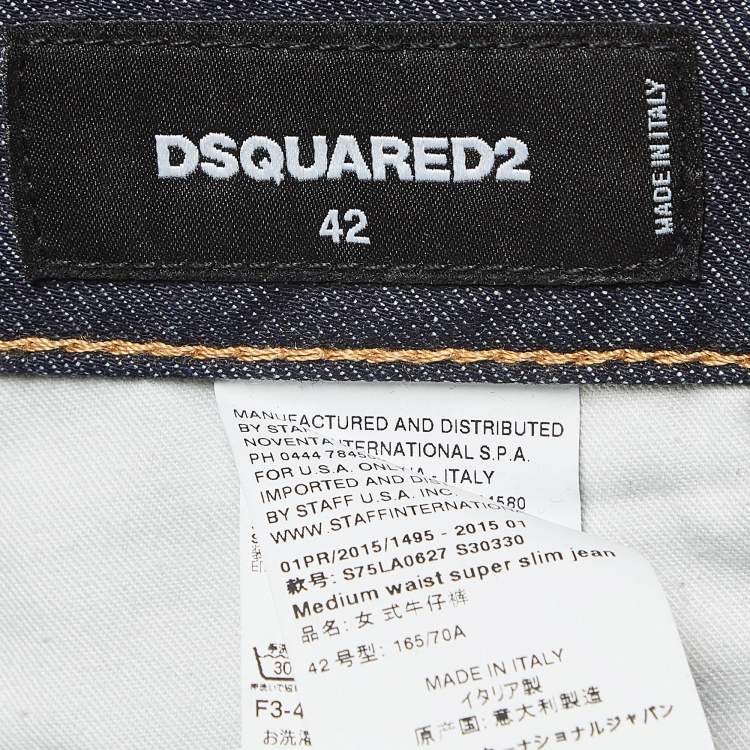 Pre Owned Dsquared2 Navy Blue Denim D Embellished Jeans M Waist 42"