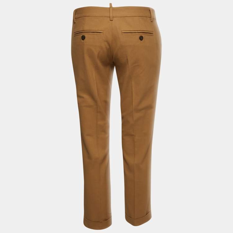 Pre Owned Dsquared2 Brown Cotton Formal Trousers M