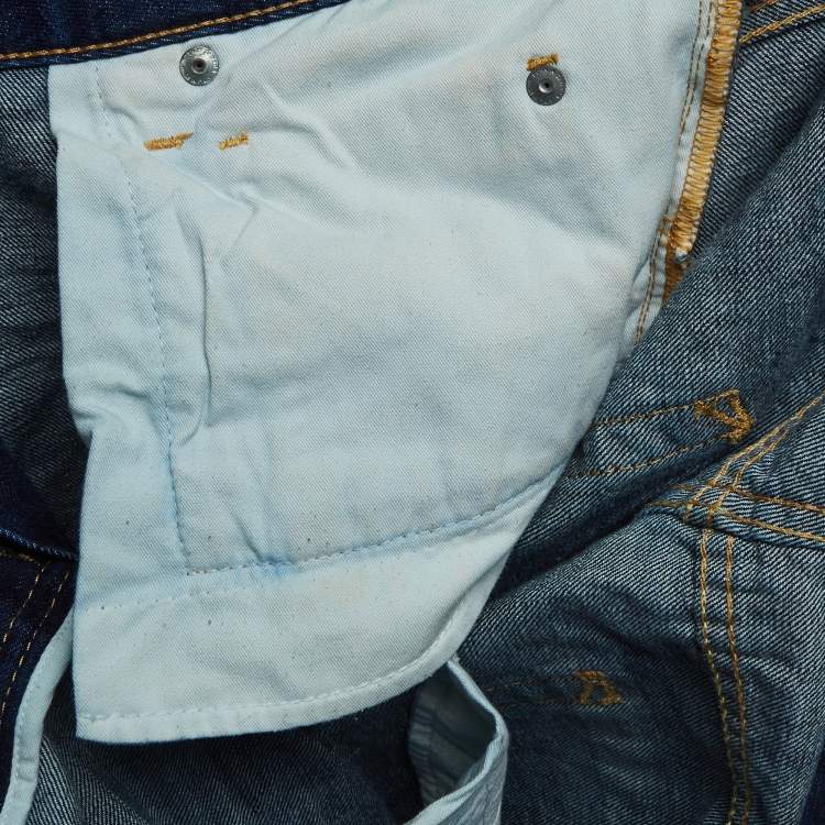 Pre Owned Dsquared2 Blue Distressed Denim Frayed Skinny Jeans M Waist 30"