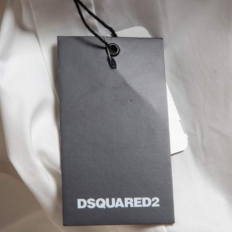 Pre Owned Dsquared2 White Cotton Buttoned Long Sleeve Shirt M