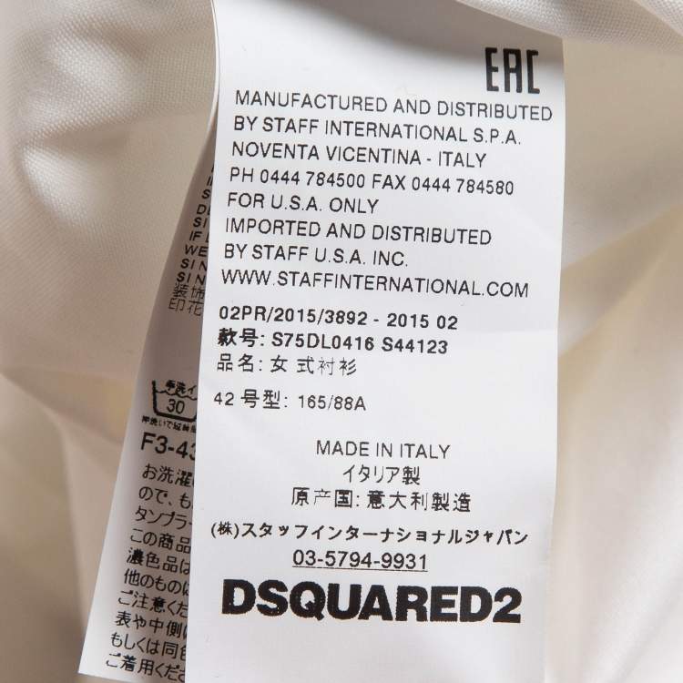 Pre Owned Dsquared2 White Cotton Buttoned Long Sleeve Shirt M