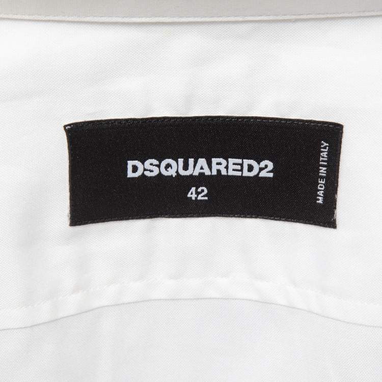 Pre Owned Dsquared2 White Cotton Buttoned Long Sleeve Shirt M